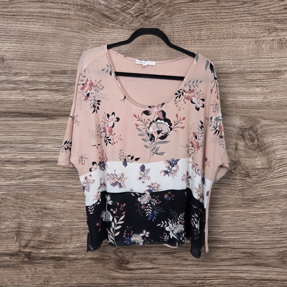 ⭐️Cleo Pink and White Blouse Size XXL